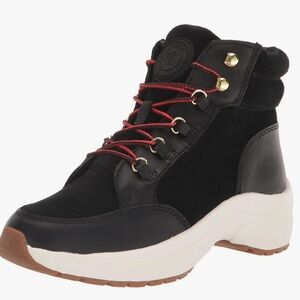 Lauren Ralph Lauren Black Leather Suede Water Resistant Rylee Hiker Sneaker New